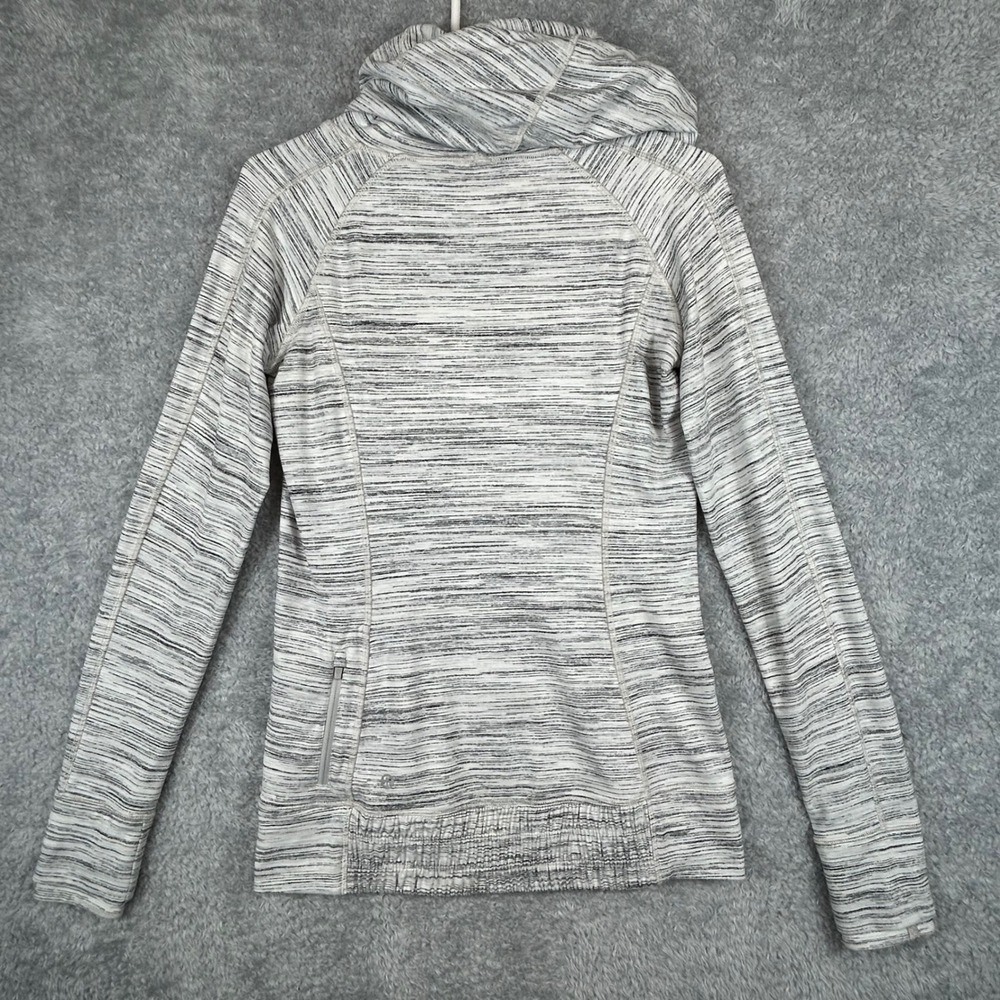 Lululemon Think Fast Hoodie Grey White Space Dye Thumbholes Size 6 Stretch - Picture 3 of 8